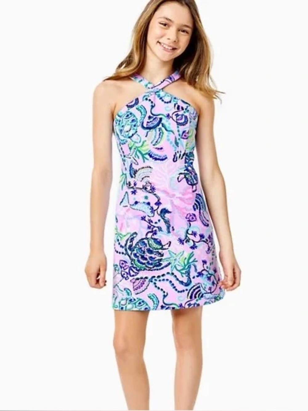 Lilly Pulitzer Girls Alyson Halter Shift Dress Lilac Freesia mermaidcore